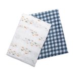 Lulujo Cotton Muslin (Set of 2) - Navy Gingham & Fish© - Image 3