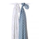 Lulujo Cotton Muslin (Set of 2) - Navy Gingham & Fish© - Image 4